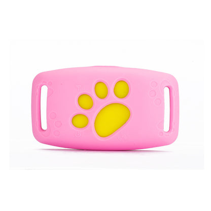 Pink toy with yellow paw prints on a white background