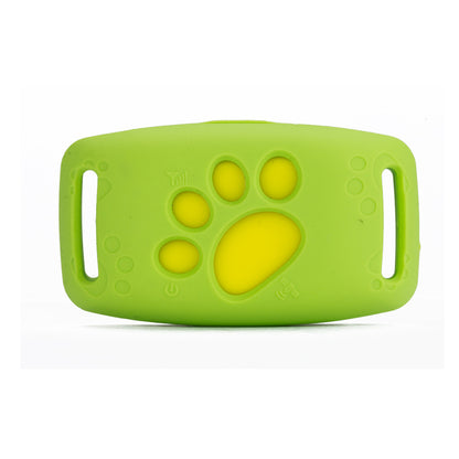 Green and yellow paw print design on a white background