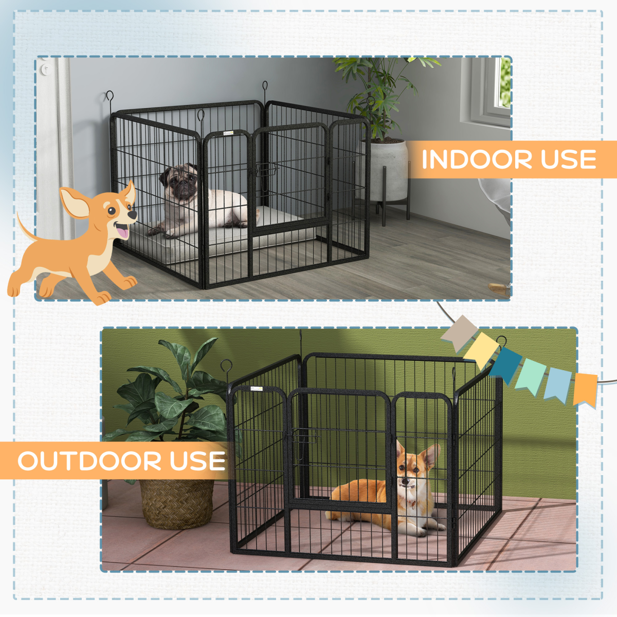 4-Panel Modular Pet Playpen